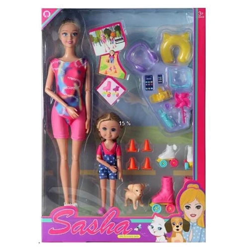 Кукла шарнирная Sasha с дочкой на роликах 29 см (51854)