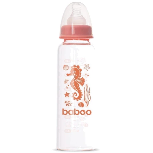 Стеклянная бутылочка для кормления Baboo 240 мл оранжевая (3-118)