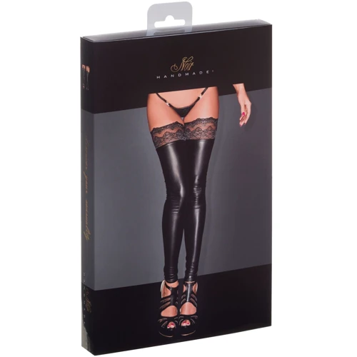 Чулки Noir Handmade F135 Powerwetlook stockings Вlack, 3XL