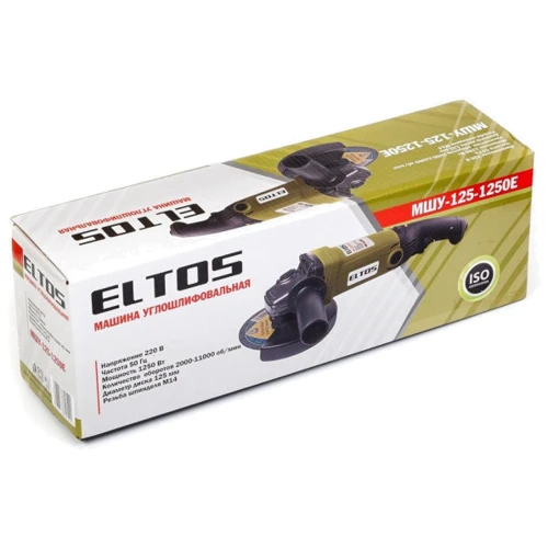 Болгарка (угловая шлифмашина) Eltos МШУ-125-1250Е: Потребляемая мощность 1250 Вт