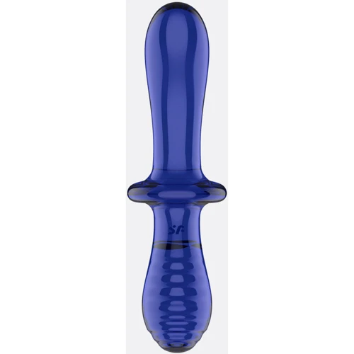 Стеклянный фаллоимитатор Satisfyer Double Crystal light blue
