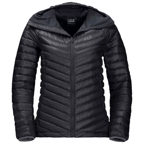 Пуховик Jack Wolfskin Atmosphere JKT W 1204431-6000 46 чорний демісезонний з капюшоном