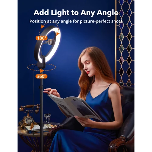 TaoTronics 12'' Selfie Ring Light with 78'' Tripod Stand, Dimmable LED Light Outer 24W 6500K фото 4