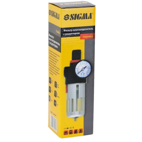 Фильтр-влагоотделитель Sigma с редуктором и манометром 1200л/мин 1/2" (7034461): Вес, кг 0.45
