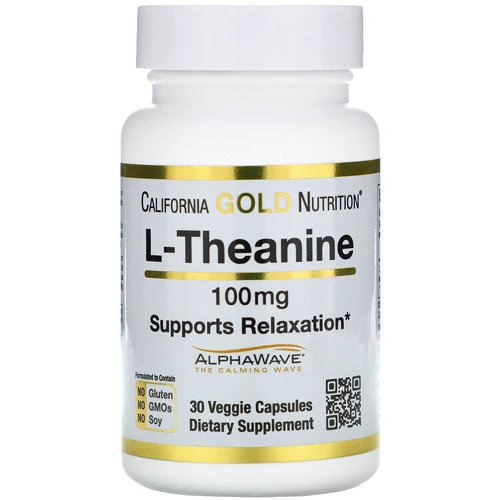 California Gold Nutrition L-Theanine, AlphaWave, Supports Relaxation, Calm Focus, 100 mg, 30 Veggie Capsules