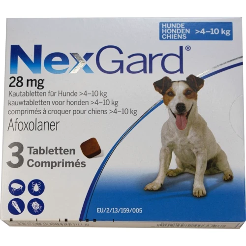 Таблетки от блох и клещей Merial NexGard для собак весом 4-10 кг M 1 уп. 3 шт. инсектоакарицид (3661103042860)