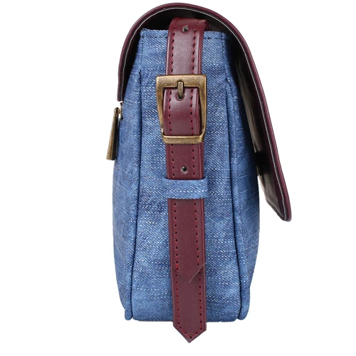 Жіноча сумка почтальонка Laskara синя (LK10189-cherry-denim): Застібка Блискавка