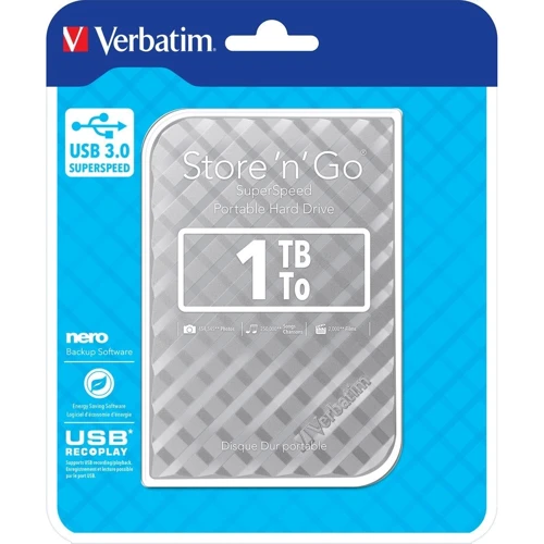 Внешний жесткий диск Verbatim Store 'n' Go 1 TB USB3.0 Silver (53197): Вес, г 158