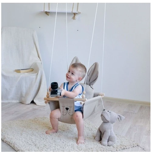 Тканинна дитяча гойдалка підвісна Infancy™ Вухань бежева: Матеріал сидіння текстиль