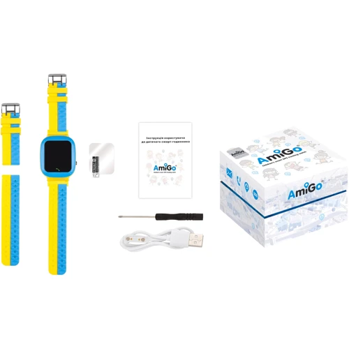 Смарт-часы AmiGo GO004 GLORY Blue-Yellow: Фитнес-функции GPS-модуль, Шагомер
