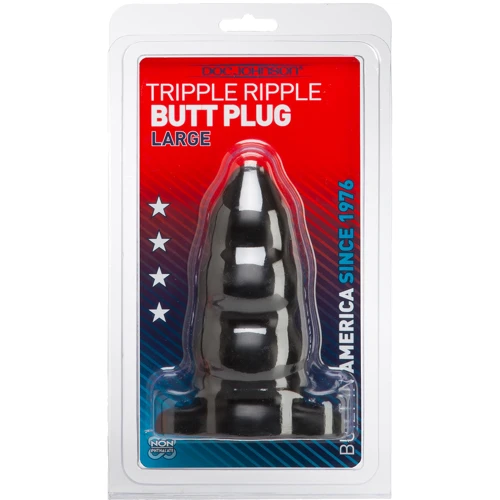 Анальная пробка Tripple Ripple Butt Plug Large, 11.6x6 см, черный