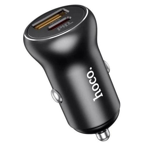 Зарядное устройство Hoco Car Charger USB+USB-C NZ5 PD+QC 30W Black: Кабель в комплекте отсутствует