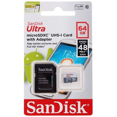Карта пам'яті SanDisk 64GB microSDXC Class 10 UHS-I Ultra + adapter (SDSQUNS-064G-GN3MA)
