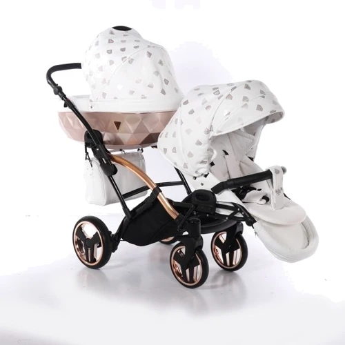 Универсальная коляска для двойни 2 в 1 Junama Glow Duo Slim 01, белый с бронзовым (J-G-DUOs-01): Тип коляски Коляска для двойни