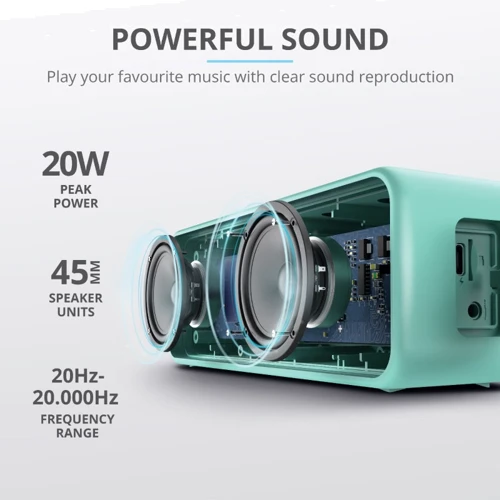 Акустика Trust Zowy Max Bluetooth Speaker Mint (23827): Подключение Bluetooth 5.0 / AUX