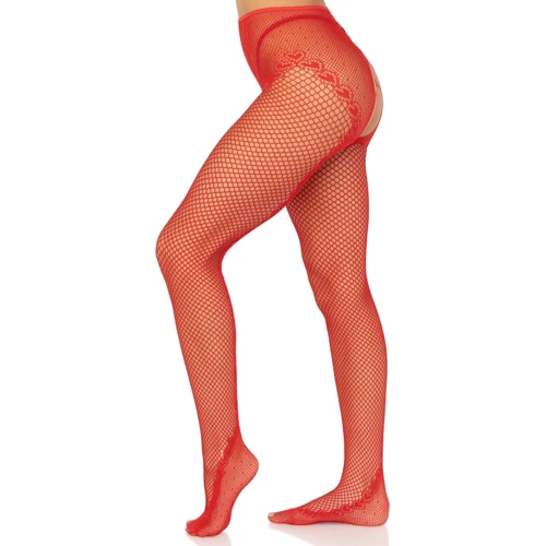 Колготки Leg Avenue Crotchless Net Tights with Heart Backseam Red One Size