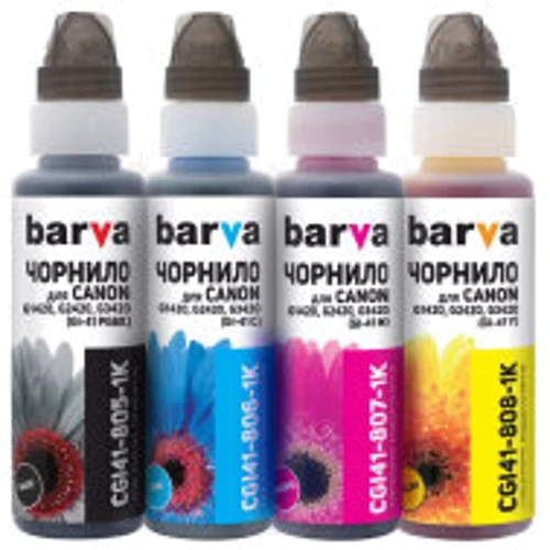Чернила Barva Canon GI-41 4x100 мл, OneKey, 1K (CGI41-1K-MP): Цвет набор (set), Yellow, Magenta, Black, Cyan