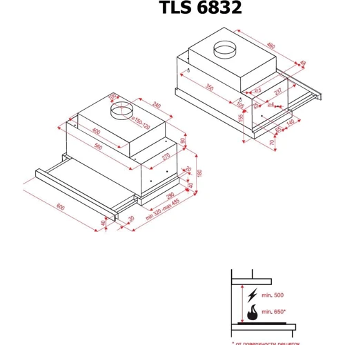 Вытяжка Perfelli TLS 6832 BL LED фото 7