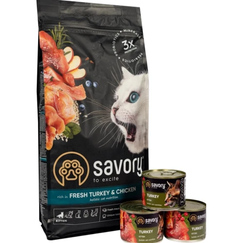 Набор корма Savory Kitten для котят 2кг + консервы 600г (2700000021415): Порода Все породы