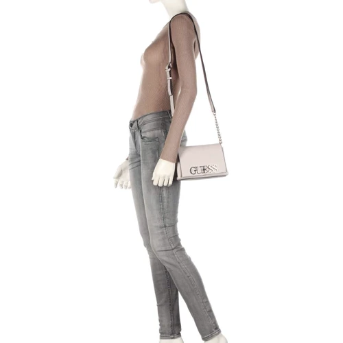 Женская сумка через плечо Guess Uptown Chic Mini Xbody Flap бежевая (HWVG7301780-STS): Фактура Матовая, Зернистая