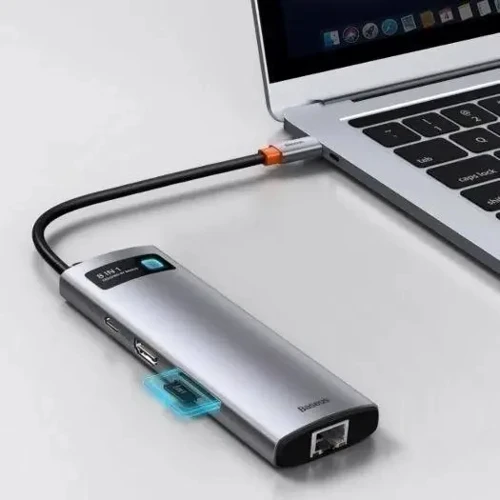 Адаптер Baseus Adapter Metal Gleam Series USB-C to HDMI+2xUSB3.0+PD+SD+TF+VGA Grey (WKWG050013): Цвет серый