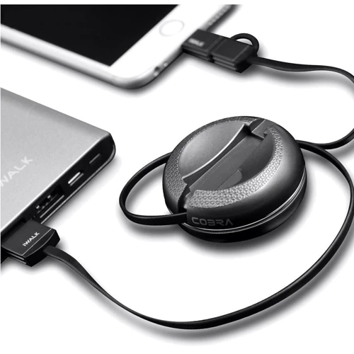 Кабель iWALK USB Cable to microUSB/Lightning Cobra Retractable 1m Black (CSC001): Тип USB Cable - Lightning/microUSB
