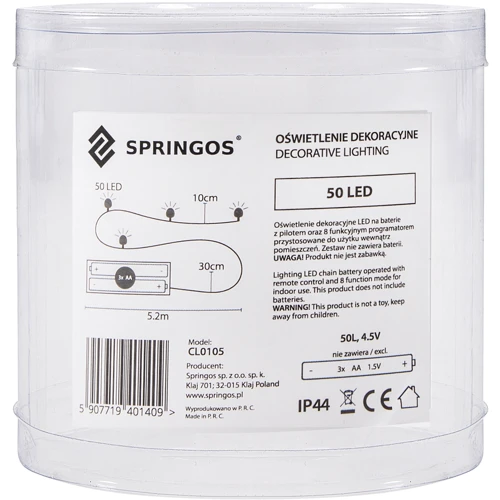 Гирлянда на батарейках Springos 4.9 м 50 LED Pilot CL0105 Warm White фото 6