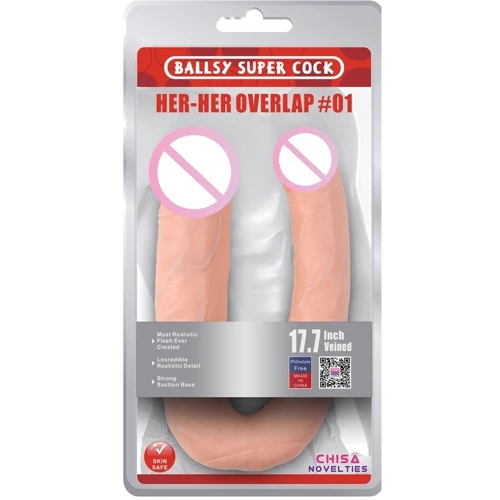 Двухконечный фаллоимитатор CHISA Ballsy Super Cock Her Her Overlap #01
