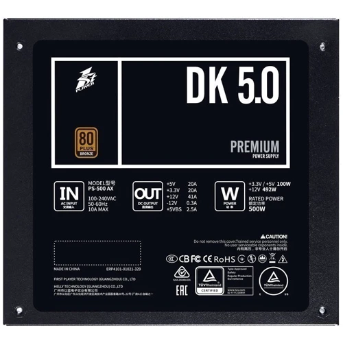 Блок питания 1STPLAYER PS-700AX: КПД, % 87