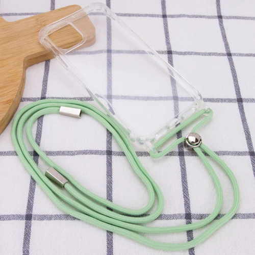 Чехол для iPhone TPU Case Crossbody Transparent Mint for iPhone 12 Pro Max: Цвет зеленый