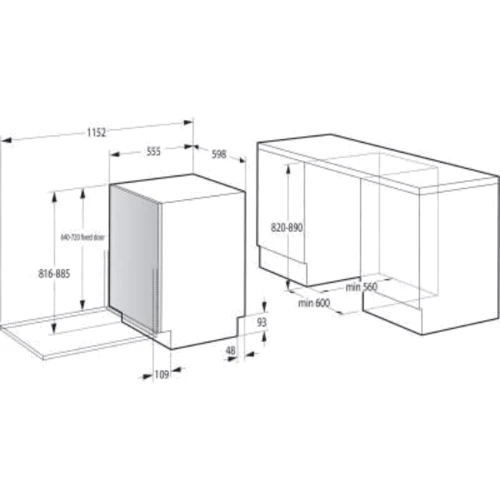 Встраиваемая посудомоечная машина Gorenje GV643E90: Размеры 81.6х59.8х55.5 см