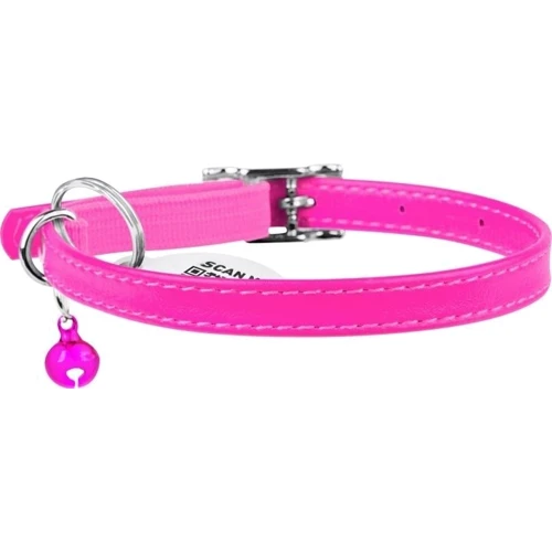 Ошейник Waudog Glamour с QR паспортом для котов кожаный розовый 9 мм (32487) фото 2