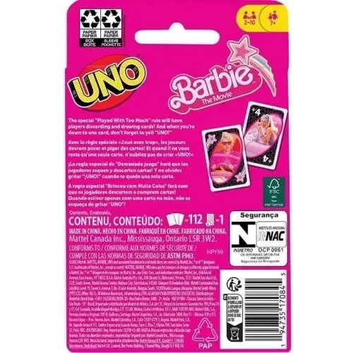 Настільна гра Mattel Уно Барбі у кіно (UNO Barbie The Movie) (matt012): Виробник Mattel