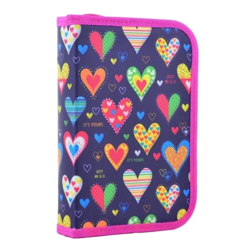 Пенал твердый одинарный с двумя клапанами Smart HP-04 Hearts