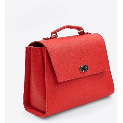 Женская сумка-сэтчел The Wings Classic Saffiano красная (TW-Classic-red-saf): Тип ручки Со съемным ремнем, Короткая ручка, Плечевой ремень