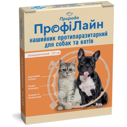 Ошейник антиблошиный Природа ПрофиЛайн для собак и кошек оранжевый 35 см (PR241019)