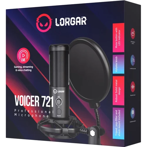 Микрофон Lorgar Voicer 721 Black (LRG-CMT721): Направленность кардиоидная