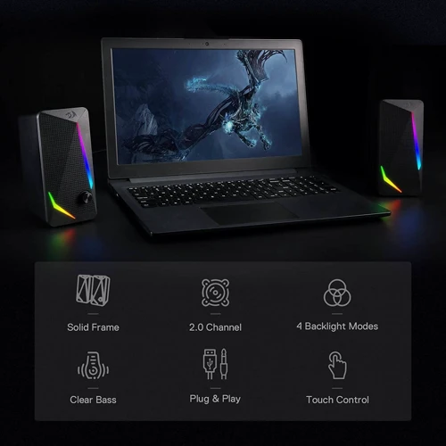 Акустическая система Redragon Waltz GS510 LED USB Black (78144): Материал корпуса пластик