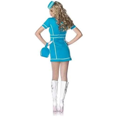 Костюм сексуальной стюардесы Leg Avenue Classic Flight Attendant, M/L (голубой)