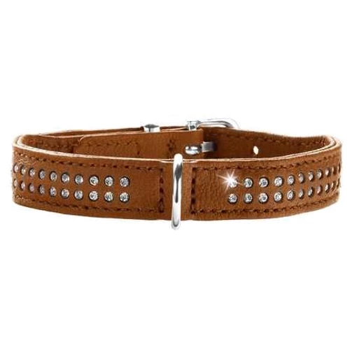 Ошейник круглый Hunter Diamond Petit кожаный 27 мм 20-24 см коричневый (4016739601551)