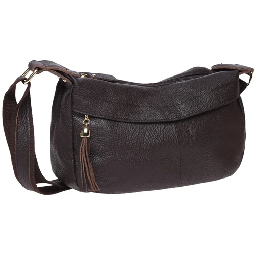 Женская сумка через плечо Borsa Leather темно-коричневая (1t300-brown): Материал Натуральная кожа