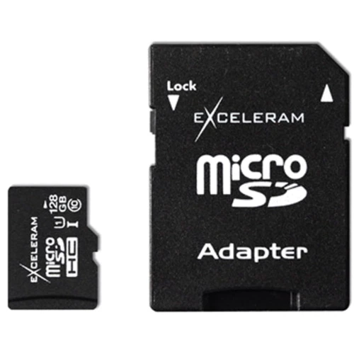 Карта памяти eXceleram 128GB microSDXC Class 10 UHS-I + adapter (MSD12810A)