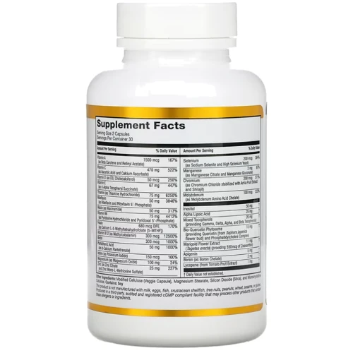 California Gold Nutrition Daily Two-Per-Day Multivitamins Щоденні мультивітаміни 60 рослинних капсул: Тип Комплексные