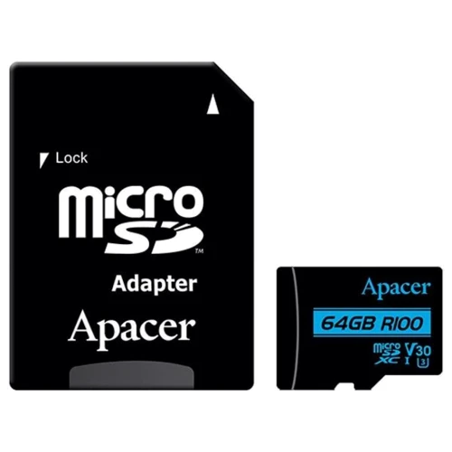 Карта пам'яті Apacer 64GB microSDXC Сlass 10 UHS-I U3 V30 (AP64GMCSX10U7-R)