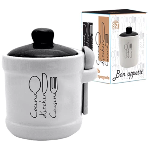 Емкость для хранения S&T "Bon appetit" для меда с деревянной ложкой 13х12 см 450 мл (700-04-17)