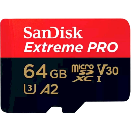 Карта пам'яті SanDisk 64GB microSDXC class 10 UHS-I U3 Extreme Pro V30 + adapter (SDSQXCU-064G-GN6MA)