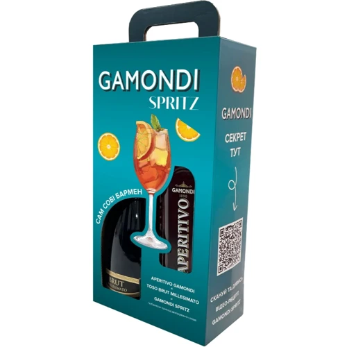 Набір Gamondi Spritz: Лікер Gamondi Aperitivo 13.5% 1 л + Ігристе вино Toso Brut Millesimato 0.75 л (ALR17842)