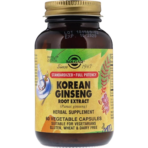 Solgar Korean Ginseng Root Extract, 60 Vegetable Capsules (SOL-04138)