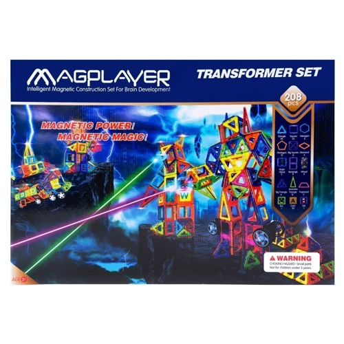 Магнитный констуктор MagPlayer 208 эд. (MPB-208): Количество деталей, шт. 208