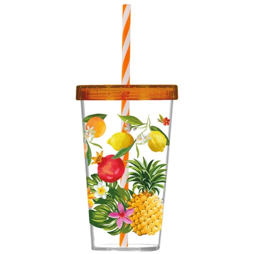 Стакан HEREVIN Fruit P с трубочкой 0.66 л (161448-005P)